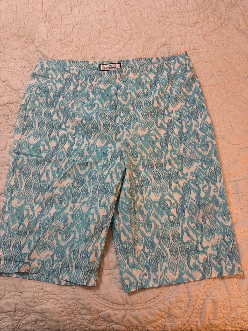 Island Collection by Stella Parker Turquoise Ikat Shorts